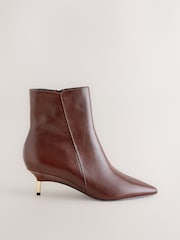 Burgundy Red Standard fit Forever Comfort® Metal Heel Leather Ankle Boots - Image 5 of 9