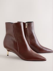Burgundy Red Standard fit Forever Comfort® Metal Heel Leather Ankle Boots - Image 6 of 9