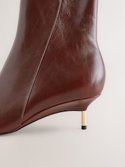 Burgundy Red Standard fit Forever Comfort® Metal Heel Leather Ankle Boots - Image 8 of 9