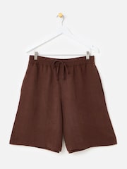 Oliver Bonas Brown Chocolate Brown Long Line Shorts - Image 1 of 5