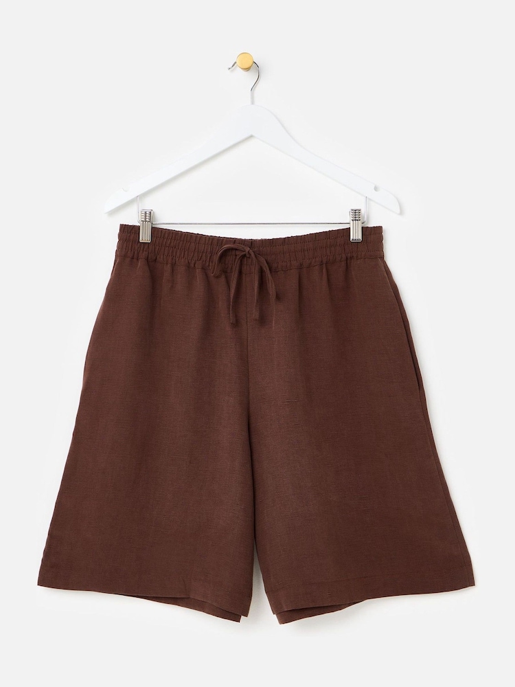 Oliver Bonas Brown Chocolate Brown Long Line Shorts - Image 1 of 5 Oliver Bonas Brown Chocolate Brown Long Line Shorts - Image 1 of 5