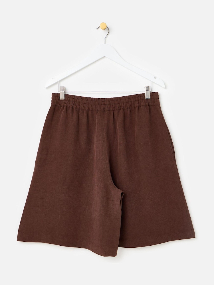 Oliver Bonas Brown Chocolate Brown Long Line Shorts - Image 2 of 5 Oliver Bonas Brown Chocolate Brown Long Line Shorts - Image 2 of 5