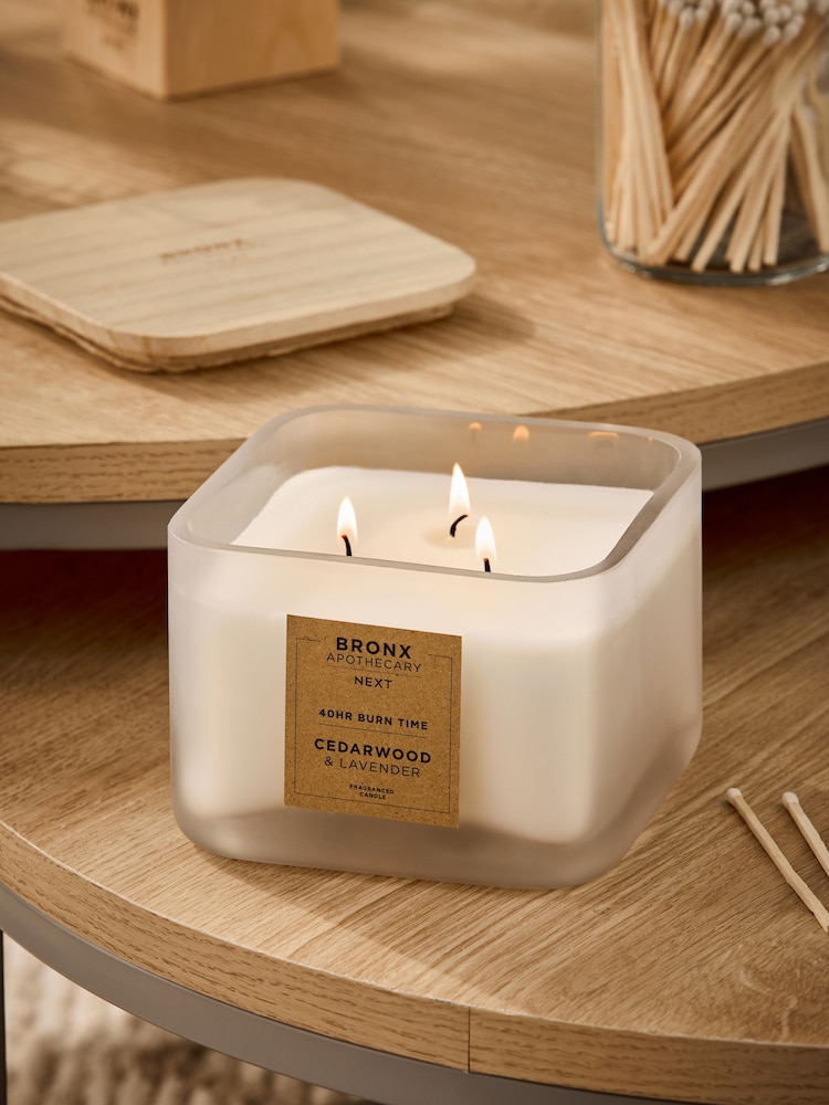 White Bronx Cedarwood and Lavender 3 Wick Fragranced Candle - Image 1 of 4