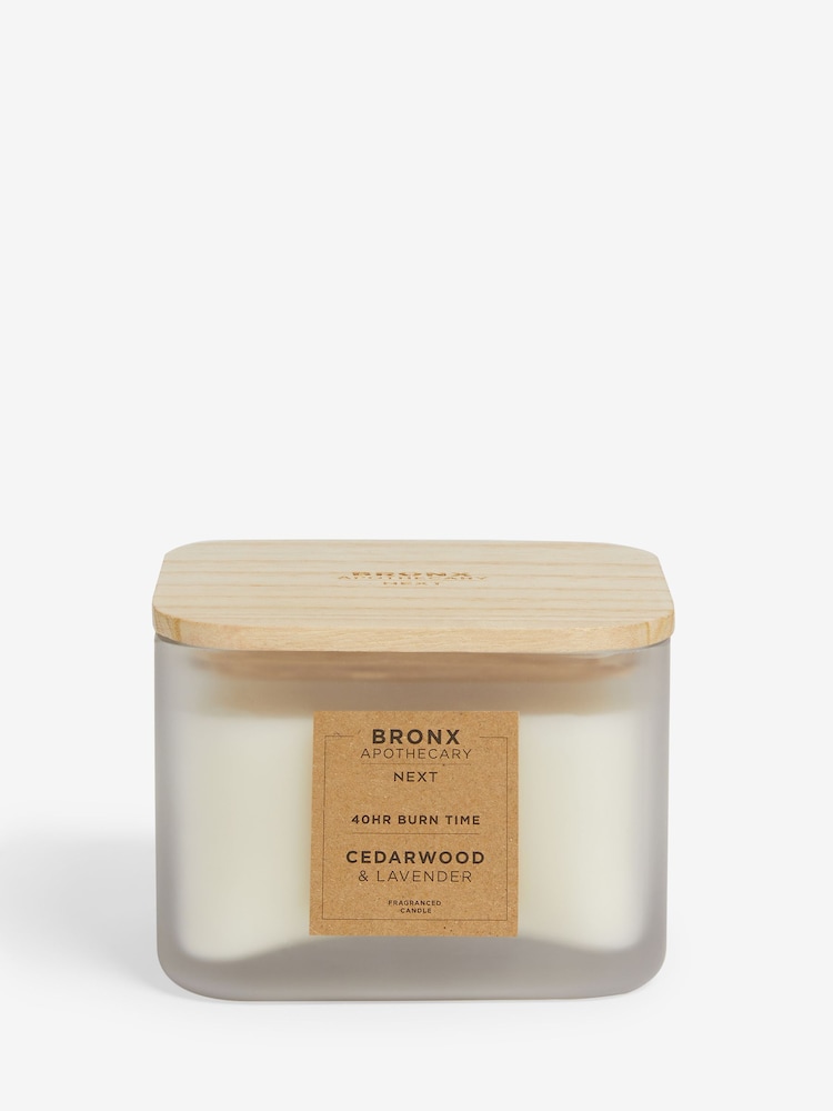 White Bronx Cedarwood and Lavender 3 Wick Fragranced Candle - Image 4 of 4
