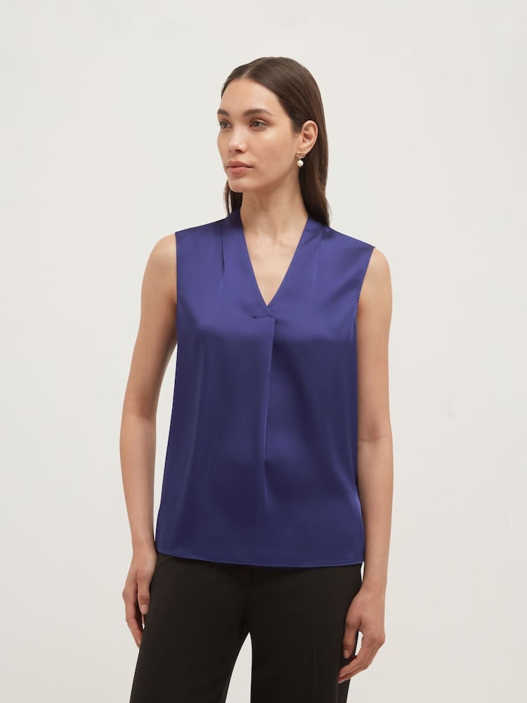 Hobbs Blue Alora Satin Blouse - Image 1 of 5