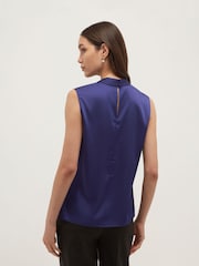 Hobbs Blue Alora Satin Blouse - Image 2 of 5