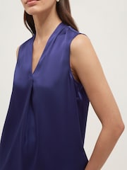 Hobbs Blue Alora Satin Blouse - Image 3 of 5