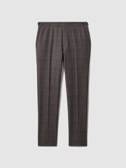Reiss Brown Multi Fantasy Slim Fit Wool Check Trousers - Image 2 of 5