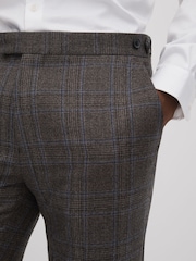 Reiss Brown Multi Fantasy Slim Fit Wool Check Trousers - Image 4 of 5