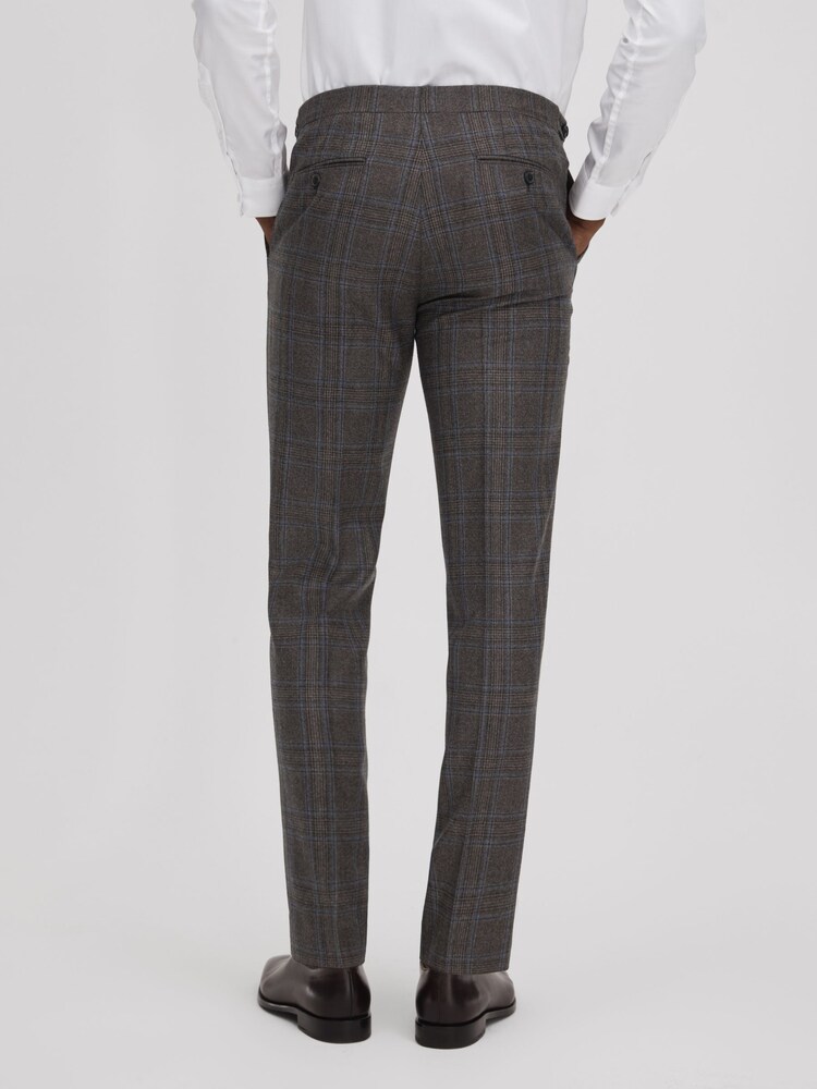 Reiss Brown Multi Fantasy Slim Fit Wool Check Trousers - Image 5 of 5