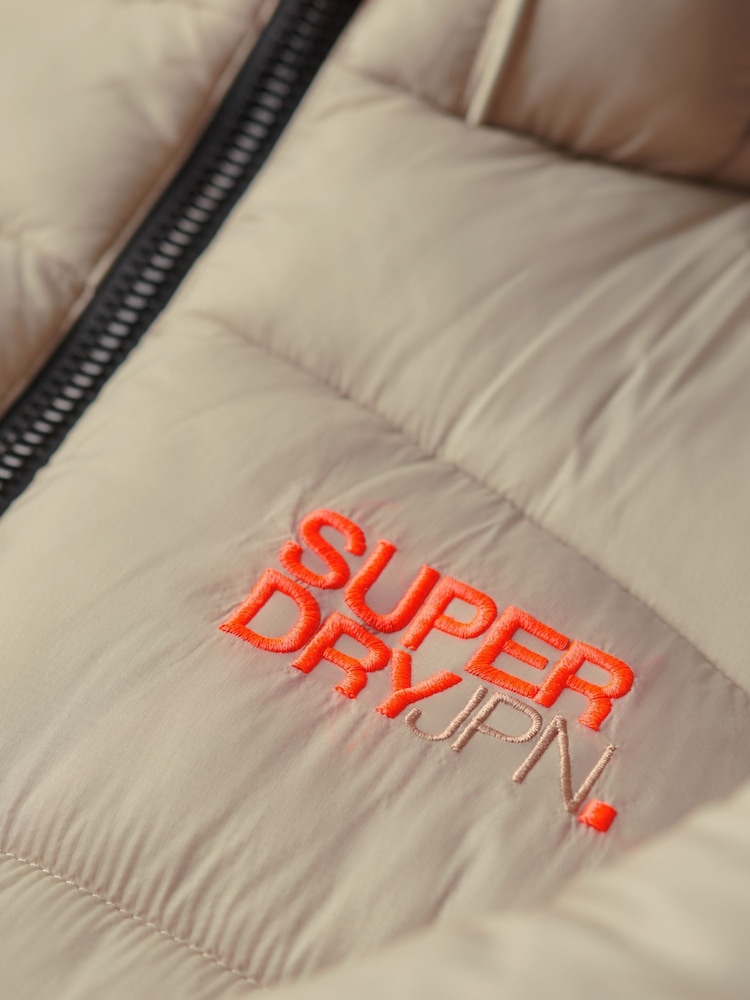 Superdry Cream Sports Puffer Bomber Jacket - Image 6 of 6 Superdry Cream Sports Puffer Bomber Jacket - Image 6 of 6