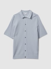 Reiss Soft Blue Murray Textured Knitted Shirt - Image 2 of 6