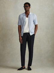 Reiss Soft Blue Murray Textured Knitted Shirt - Image 3 of 6