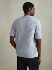 Reiss Soft Blue Murray Textured Knitted Shirt - Image 5 of 6