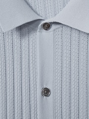 Reiss Soft Blue Murray Textured Knitted Shirt - Image 6 of 6