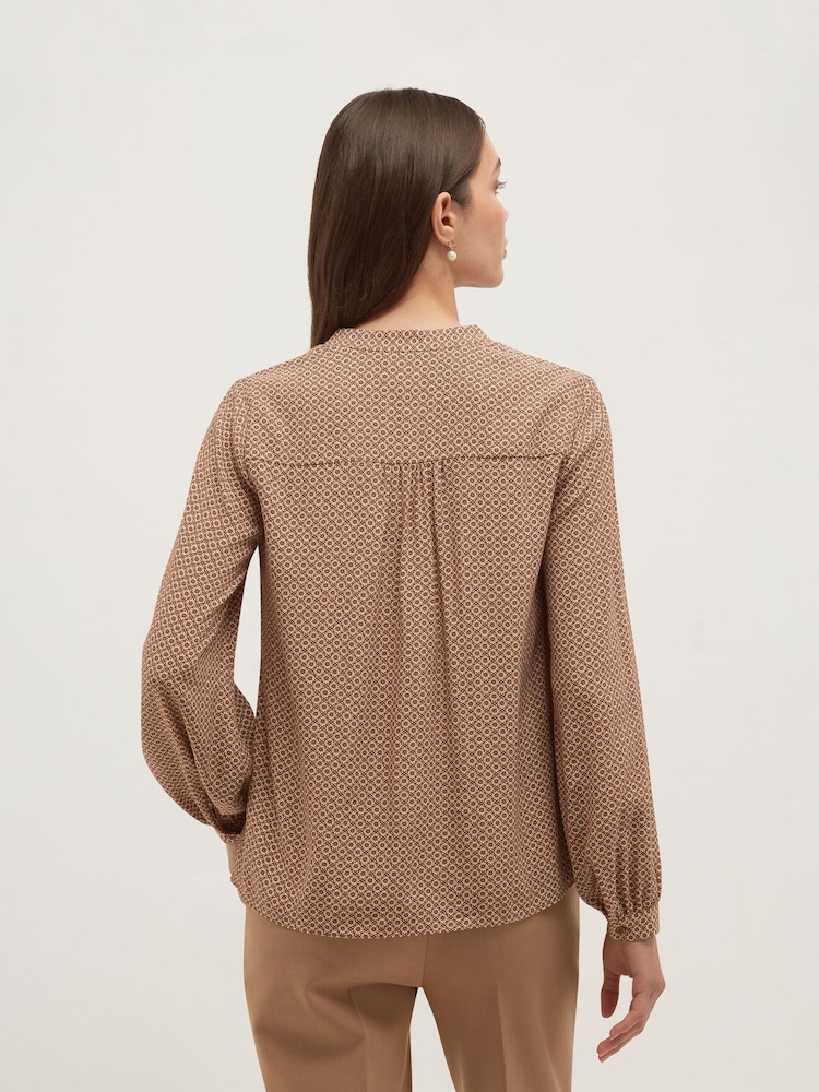 Hobbs Brown Mila Blouse - Image 2 of 5 Hobbs Brown Mila Blouse - Image 2 of 5