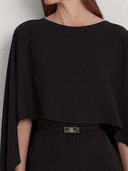 Lauren Ralph Lauren Okliony Belted Cape Georgette Black Jumpsuit - Image 6 of 7