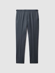 Reiss Airforce Blue Humble Slim Fit Wool Side Adjuster Trousers - Image 2 of 6