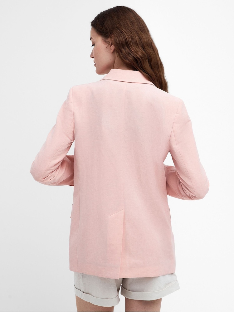 Barbour® Pink Primrose Vivienne Linen Blend Tailored Blazer - Image 2 of 6