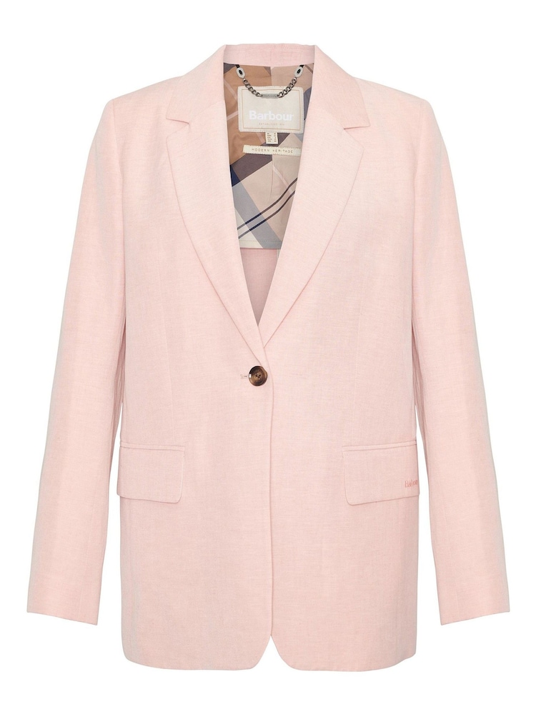 Barbour® Pink Primrose Vivienne Linen Blend Tailored Blazer - Image 6 of 6