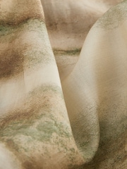 Green Scenic Print Sheer Long Sleeve Oversized Shirt - Image 6 of 6