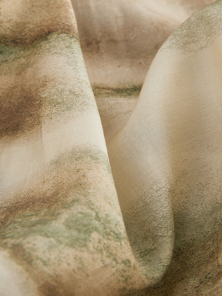 Green Scenic Print Sheer Long Sleeve Oversized Shirt - Image 6 of 6