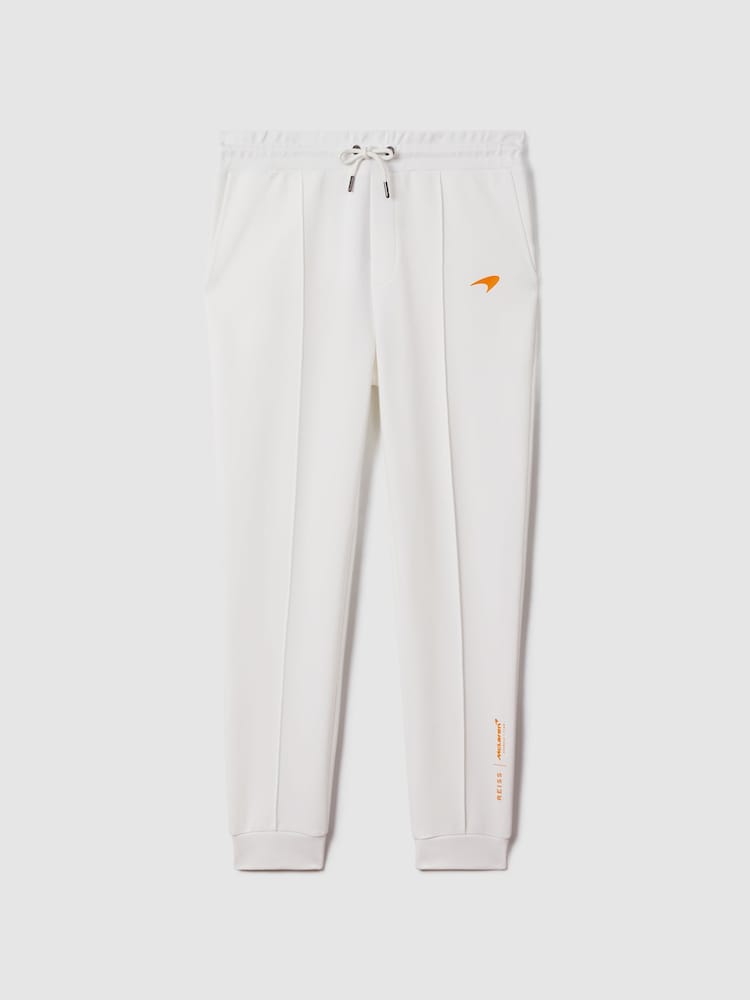 Reiss x McLaren F1 Team White McLaren F1 Interlock Jersey Drawstring Joggers - Image 2 of 7 Reiss x McLaren F1 Team White McLaren F1 Interlock Jersey Drawstring Joggers - Image 2 of 7