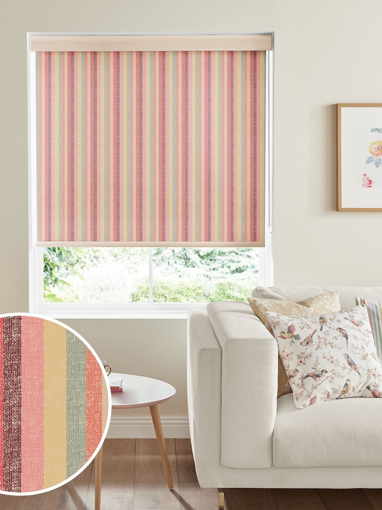 Cath Kidston Pink Textured Stripe Multi Made to Measure Roller Blind - Image 1 of 4