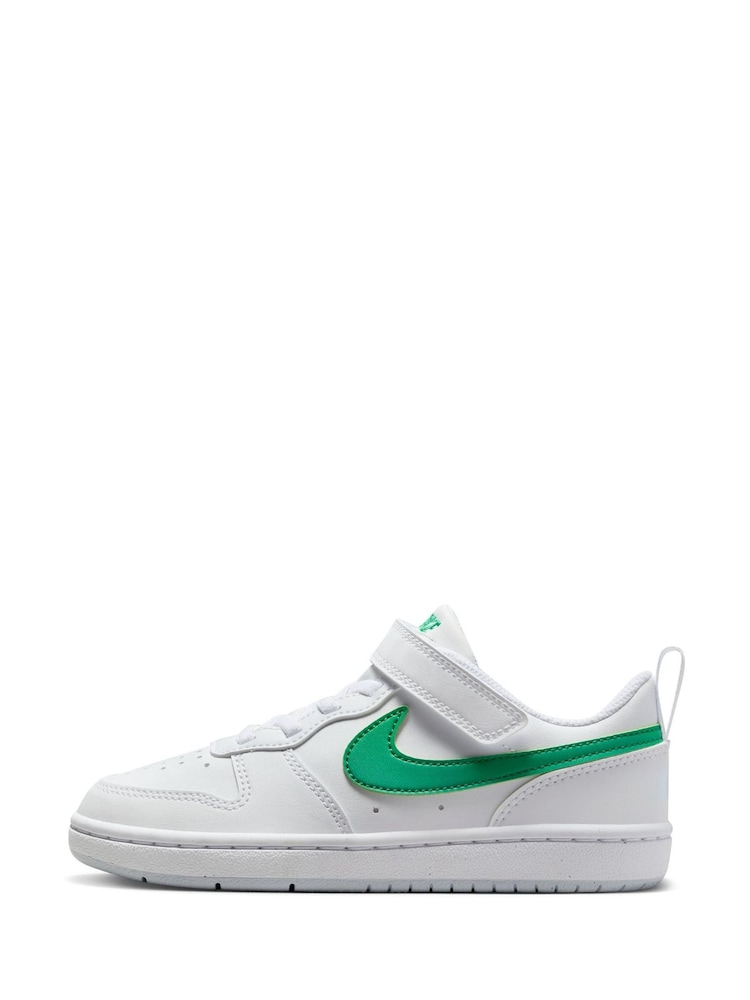 Nike White/Green Junior Court Borough Low Recraft Trainers - Image 2 of 10