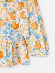 Oliver Bonas Blue Floral & Orange Print Peplum Blouse - Image 5 of 8