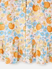 Oliver Bonas Blue Floral & Orange Print Peplum Blouse - Image 7 of 8
