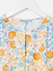 Oliver Bonas Blue Floral & Orange Print Peplum Blouse - Image 8 of 8