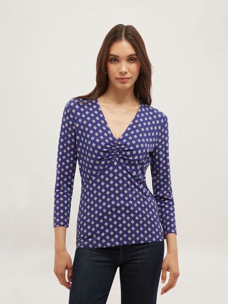 Hobbs Blue Essie Printed Top - Image 1 of 5 Hobbs Blue Essie Printed Top - Image 1 of 5