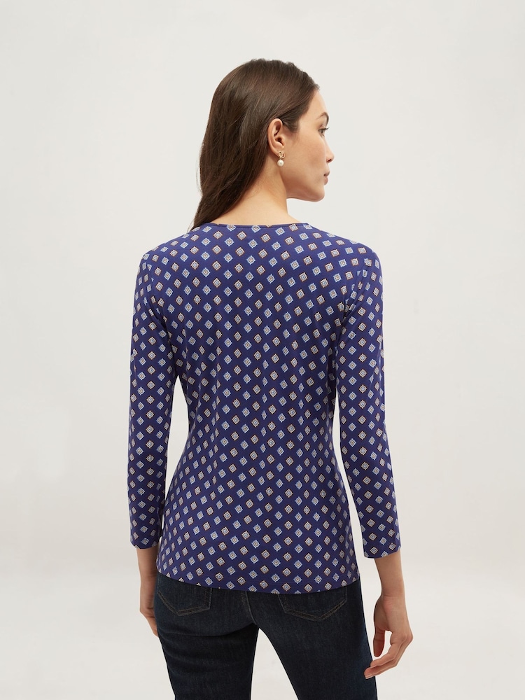 Hobbs Blue Essie Printed Top - Image 2 of 5 Hobbs Blue Essie Printed Top - Image 2 of 5
