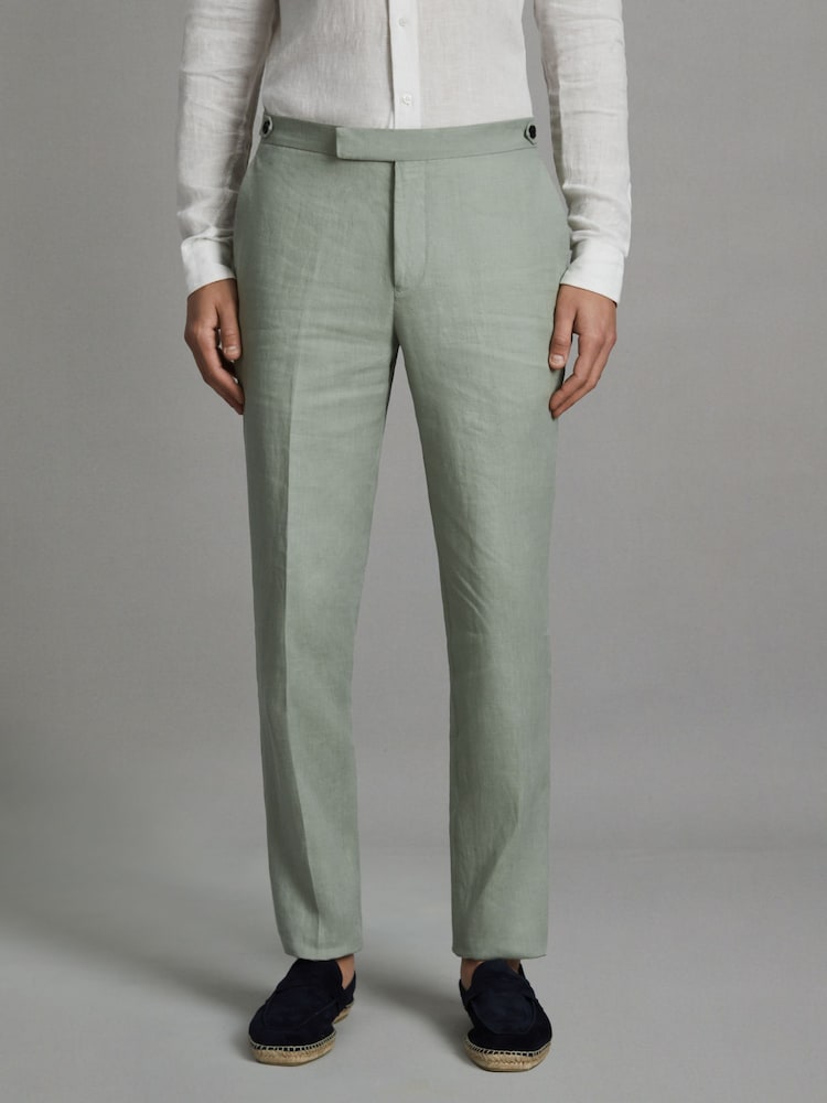 Reiss Apple Kin Linen Tapered Trousers Slim-Fit - Image 1 of 6