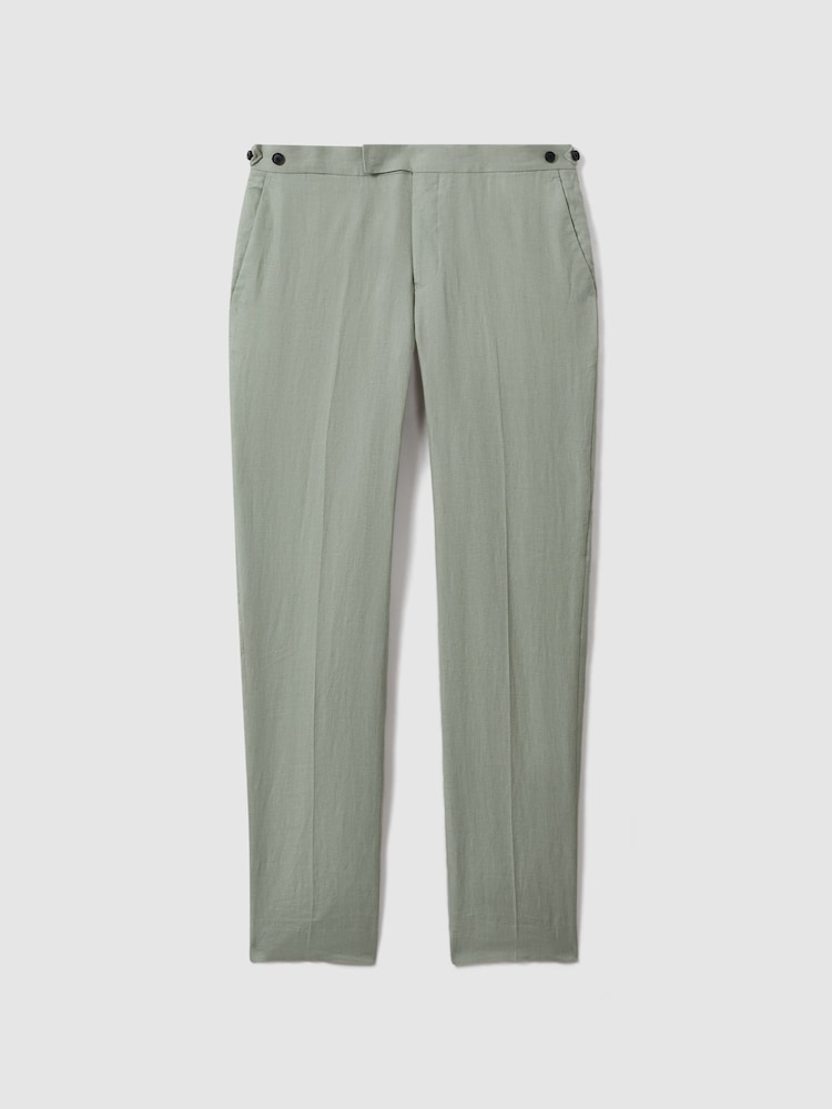 Reiss Apple Kin Linen Tapered Trousers Slim-Fit - Image 2 of 6
