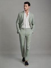 Reiss Apple Kin Linen Tapered Trousers Slim-Fit - Image 3 of 6