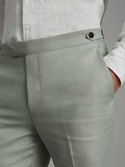 Reiss Apple Kin Linen Tapered Trousers Slim-Fit - Image 4 of 6