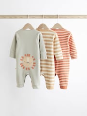 Neutral Lion Printed Baby 100% Cotton Sleepsuits 3 Pack (0mths-3yrs) - Image 2 of 8