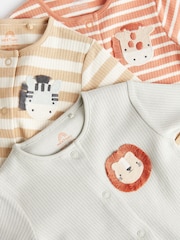 Neutral Lion Printed Baby 100% Cotton Sleepsuits 3 Pack (0mths-3yrs) - Image 4 of 8