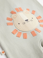 Neutral Lion Printed Baby 100% Cotton Sleepsuits 3 Pack (0mths-3yrs) - Image 5 of 8