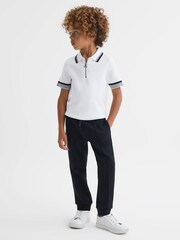 Reiss Optic White Chelsea 3-9 yrs Half-Zip Polo Shirt - Image 3 of 6