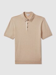 Reiss Camel Finch Cotton Blend Contrast Polo Shirt - Image 2 of 5