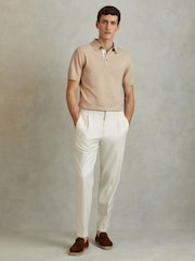 Reiss Camel Finch Cotton Blend Contrast Polo Shirt - Image 3 of 5