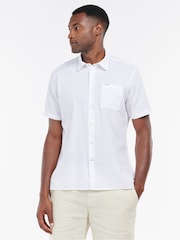 Barbour® White Nelson Linen Blend Short Sleeve Shirt - Image 1 of 5