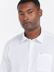 Barbour® White Nelson Linen Blend Short Sleeve Shirt - Image 4 of 5