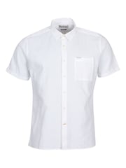 Barbour® White Nelson Linen Blend Short Sleeve Shirt - Image 5 of 5