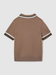 Reiss Warm Taupe Chelsea 3-9 yrs Half-Zip Polo Shirt - Image 2 of 3