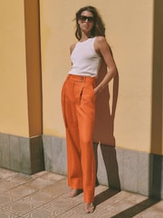 Reiss Orange Hollie Wide Leg Linen Trousers - Image 3 of 7