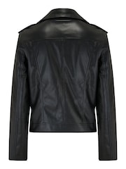 Pour Moi Black Michelle Vegan Leather Fuller Bust Biker Jacket - Image 5 of 5